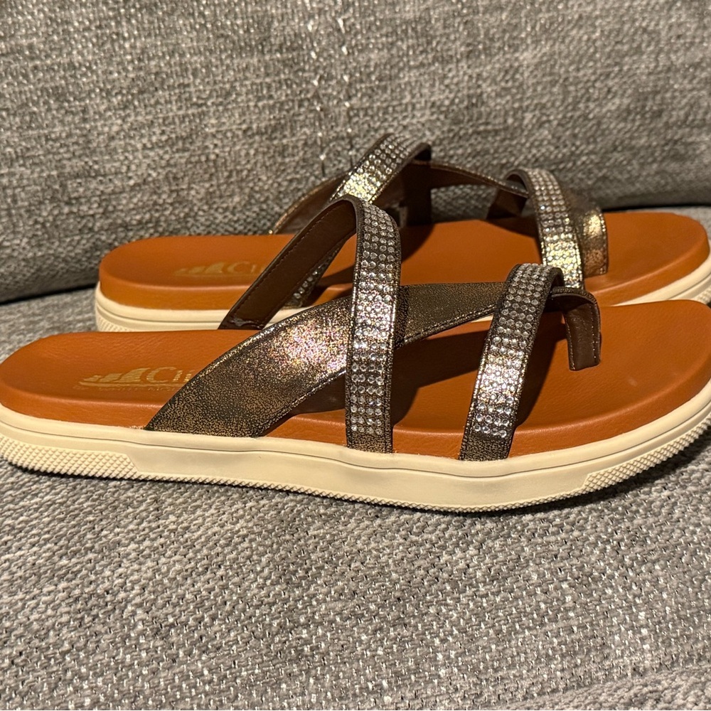 Cliffs by WHITE MOUNTAIN Brown and Silver Sandals